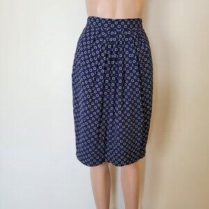 Vintage Liz Claiborne Skirt women's 10 Navy blue 80s pleated pencil career retro